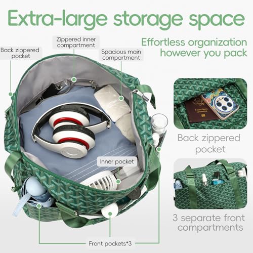 TINYAT Foldable Travel Duffle Bag - Expandable Personal Item Travel Bag,32L - color: Olive green