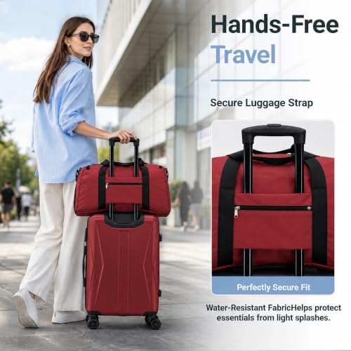 20/24/28 Inch Hardshell Suitcase Set, ABS Luggage Set with TSA Lock 5 Piece - color: Red
