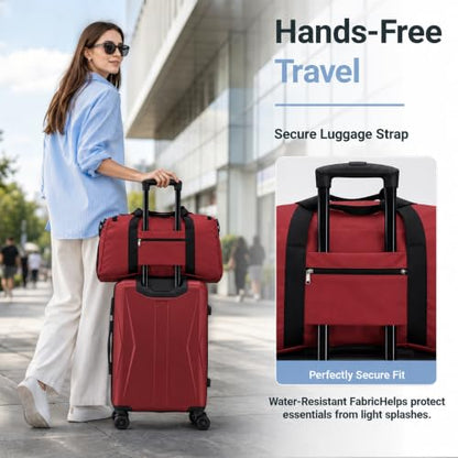 20/24/28 Inch Hardshell Suitcase Set, ABS Luggage Set with TSA Lock 5 Piece - color: Red