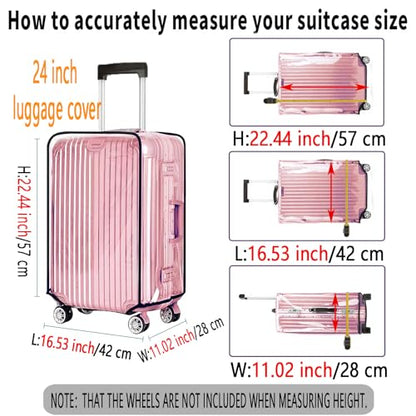 24 Inch PVC Clear Suitcase Cover (Black Trim) - size: 24"