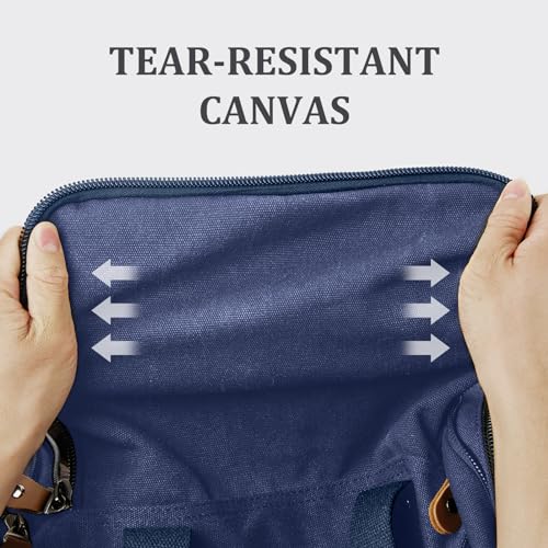 Gonex Canvas Duffle Bag, Expandable 50L Travel Overnight Weekender Bag - color: Blue, size: Large-50L (Without Shoe Compartment)