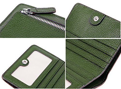 Small Leather Wallet for Women, Ladies Credit Card Holder RFID Blocking Women's Mini Bifold Pocket Purse - color: Green Rfid Blocking
