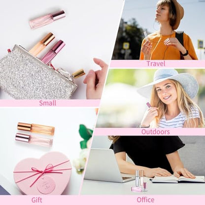 4PCS 10 ml Refillable Travel Perfume Bottle Set – Glass Perfume Atomizer and Mini Spray Bottles with Funnels, Portable Leak‑Proof Containers