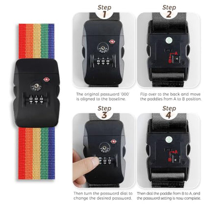 Veki Cross Luggage Straps, TSA Approved with Lock, Rainbow, 1pc - color: Rainbow