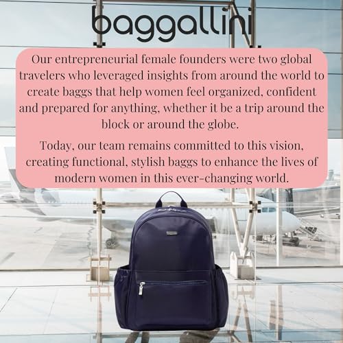 Baggallini Essential Laptop Backpack - 16x12 Inch Travel Backpack with 16" Laptop Sleeve - Lightweight Luggage Backpack - color: Cadet Navy