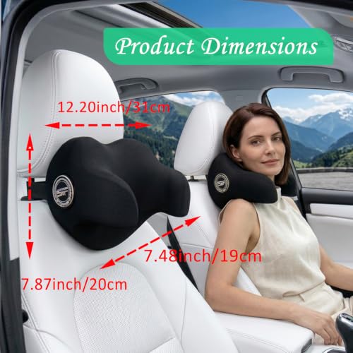 U-Shaped Car Headrest Pillow for Sleeping, 100% Memory Foam Car Pillow - color: Pack of 1/Black/U-shaped