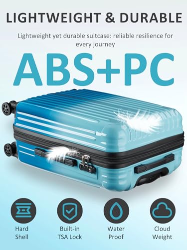 Luggage 2 Piece Expandable Suitcases with Wheels - color: Ice, size: 2 Set (20In/24In)