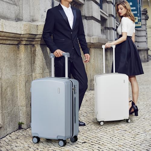 Hanke Hard Shell Luggage Sets 3 Pieces, 20/24/28 Inch Travel Suitcase - color: Grey, size: 20+24+28 Inch