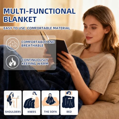 2-in-1 Travel Pillow/Blanket,Airplane Neck Pillow,Lightweight Throw Blanket - color: Blue