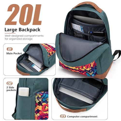 Cosbarn Carry On Luggage 22x14x9 Airline Approved,3 Piece Luggage Set - color: DarkGreen, size: 3 Piece Sets (20/BP/TB)
