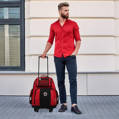 World Traveler Transworld 22-Inch Carry-On Rolling Backpack - Red - color: Red