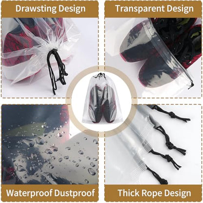 50 Pack Shoe Bags for Travel, Clear Travel Shoe Bags for Packing Waterproof - color: Clear
