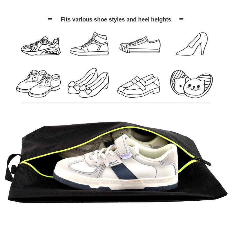 Shoe Bags for Travel, Large Capacity Waterproof Portable Shoe Bags with Zipper, Durable Shoe Storage Organizer with Handle for Men and Women 2pcs (Black)