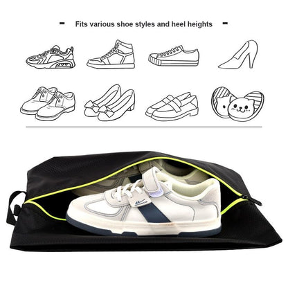 Shoe Bags for Travel, Large Capacity Waterproof Portable Shoe Bags with Zipper, Durable Shoe Storage Organizer with Handle for Men and Women 2pcs (Black)