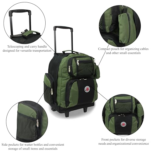 World Traveler Transworld 22-Inch Carry-On Rolling Backpack - Olive - color: Olive