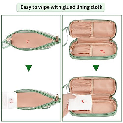 Clear Makeup Bag with Brushes Compartment Travel TSA Approved Toiletry Bag - color: 08-green clear
