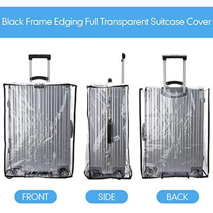 Sadnyy 3 Pcs Clear Luggage Cover Black Border Left Opening Style - color: Black Border, style: Left Opening Style