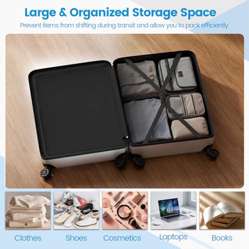 Goplus 3 Piece Luggage Set, 20/24/28 Inch Lightweight Hardshell Suitcases with 360° Spinner Wheels, Telescope Handles, Scratch-Resistant Shell for Business Family Travel (Vertical Stripe, Gray) - color: Gray, style: Vertical Stripe