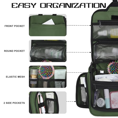 Goloni Hanging Toiletry Bag for Men Women, Water-Resistant Organizer,Green - color: Green