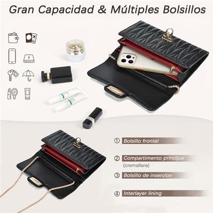 Small Crossbody Bag Sling Bag, Phone Holder for Women - color: L Black