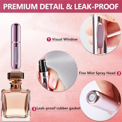 opasyo Refillable Perfume Atomizer, Leak-Proof, 5ml 5 Pack - color: Silver, Pink, Blue, Black, Gold