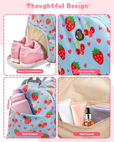 Elilier Dance Bag for Girls Kids, Dance Recital Birthday Gifts, Letter D - color: Blue, style: D