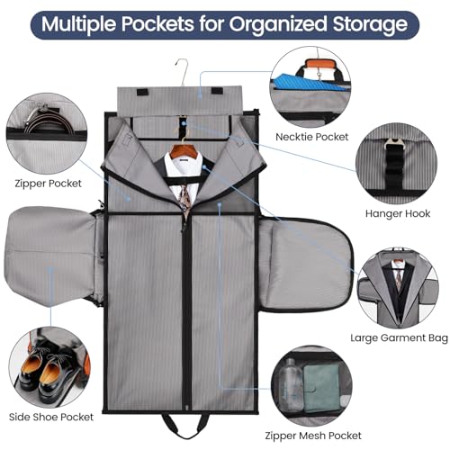 2-in-1 Rolling Garment Bag w/Wheel,Lightweight/Waterproof - color: Orange