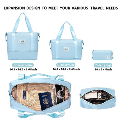LONG VACATION Luggage Sets, 6 Piece, Hardshell Suitcase with Spinner Wheels - color: SKY BLUE, size: 6-Piece Set
