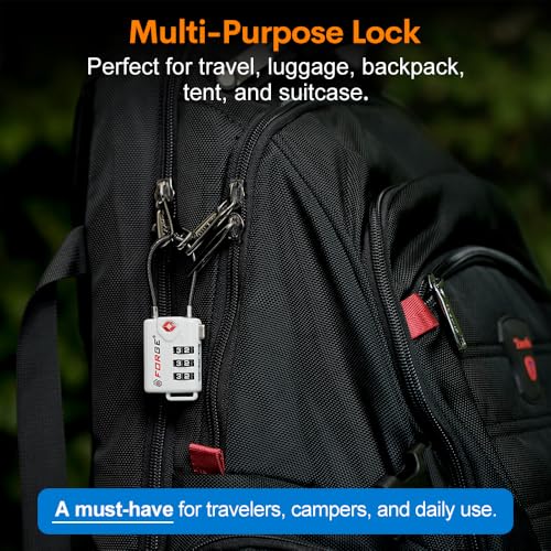 Forge TSA Approved Luggage Locks, Open Alert Cable Lock, White, 2 Pack - color: WHITE 2PK