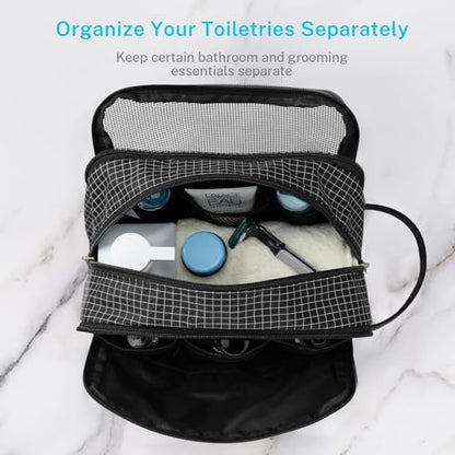 Gonex Travel Toiletry Bag for Men, Water Resistant Dopp Kit for Toiletries - color: Check Patten (Black)
