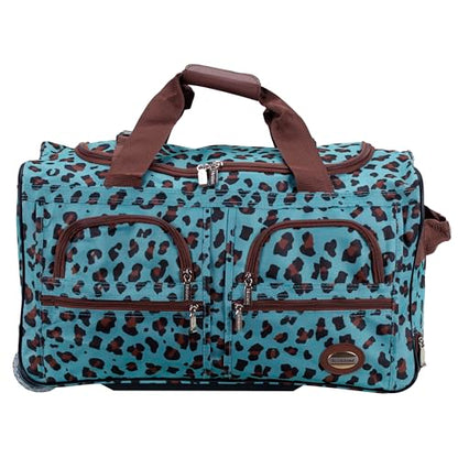 Rockland Rolling Duffel Bag, Black, 22" - color: BLUELEOPARD, size: 22-Inch