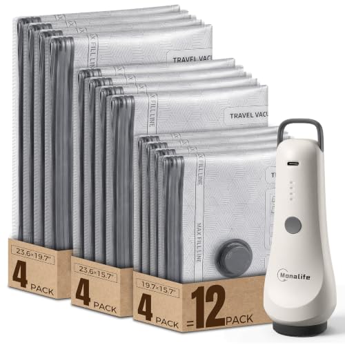 Vacuum Seal Bags for Clothing Travel,12-Pack, 80% Space Reduction - size: 12 Combo Travel Size