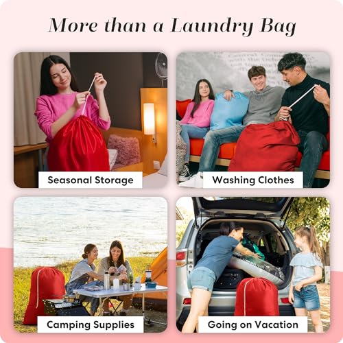 Handy Laundry Bags Nylon Extra Large - Heavy Duty - 2-Pack, Red - color: Red