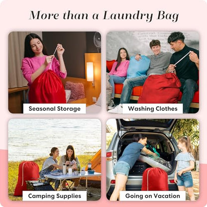 Handy Laundry Bags Nylon Extra Large - Heavy Duty - 2-Pack, Red - color: Red