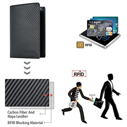 Polare 기능성 RFID 차단 가죽 여권 홀더 여행용 바이폴드 지갑 남성용, 카본 블랙., RFID 차단 지갑 - color: 카본 블랙.
