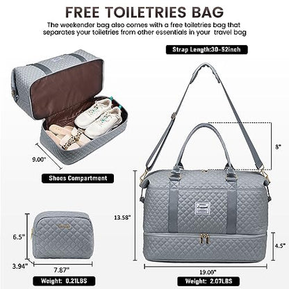 LOVEVOOK Travel Duffle Bag,Weekender Bags for Women with Shoe Compartment - color: Grey-c, size: Large-2 Pcs