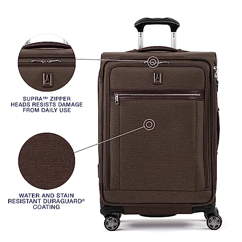 Travelpro Platinum Elite Checked Luggage Spinner, Espresso, 25-Inch - color: Rich Espresso Brown, size: Checked-Medium 25-Inch