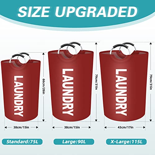 115L Large Laundry Basket, Dirty Clothes Waterproof Laundry Hamper, Red - color: Red, size: 115L