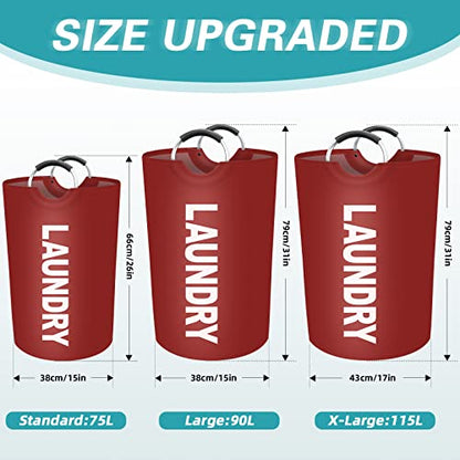 115L Large Laundry Basket, Dirty Clothes Waterproof Laundry Hamper, Red - color: Red, size: 115L