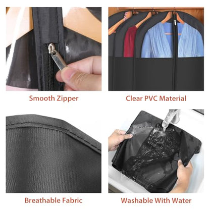 Univivi Garment Bag Suit Bag for Storage and Travel, 54 Inch, Set of 6 - size: 24"X54"-6pcs - Black
