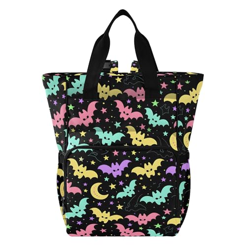 MNSRUU Diaper Bag Bats and Moon Large Capacity Changing Backpack Multifunction Travel Tote Nappy Bag Baby Diaper Backpack for Mom Dad - color: Bats A10797