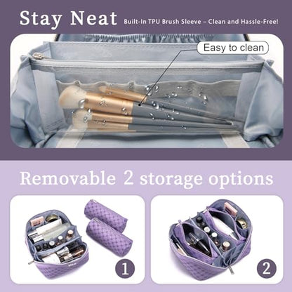 BOYATU Travel Makeup Bag Cosmetic Bags for Women: 3-Piece Makeup Bag Set - color: A-9-Purple