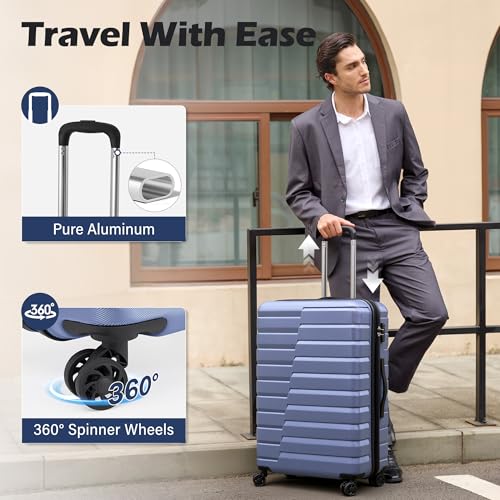 Coolife Lightweight Luggage with TSA Lock,Large Checked Blue - color: Blue, size: Large(28in)