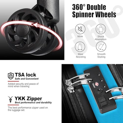 KEYTANG Classic 20" Carry-On with TSA Lock Spinner Wheels, Lightweight Hardside Expandable Suitcase with Front Open Pocket Compartment, Blue - color: Blue, size: 777-Carry-on