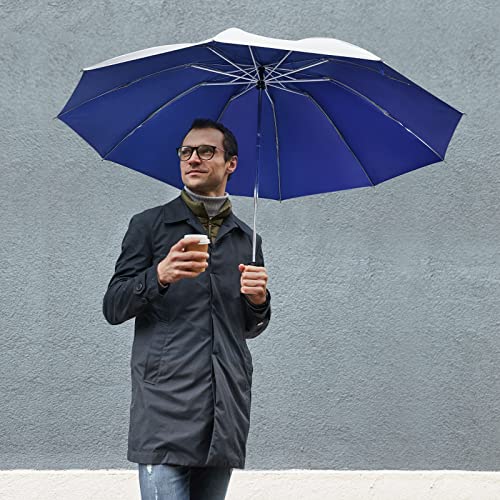 G4Free UPF 50+ UV Protection 54 Inch Large Reverse Portable Travel Umbrella - color: UV-Blue/Silver