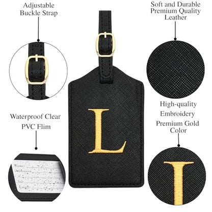 Luggage Tag PU Leather for Suitcase Baggage Handbag Travel Bag Label Suitcase Tag Label Tag w. Name Card & Privacy Cover (L) - style: L