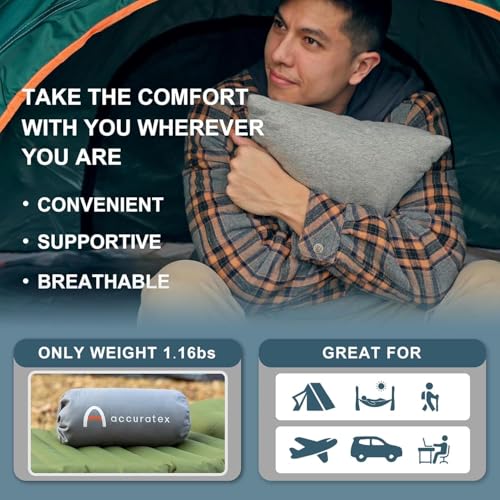 ACCURATEX Camping Pillow, Shredded Memory Foam Compressible Travel Pillow - color: Purple