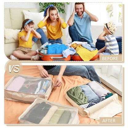 Silkfly 4 Pcs XL Packing Cube for Travel Luggage,Simple,Beige - color: Beige, size: Simple