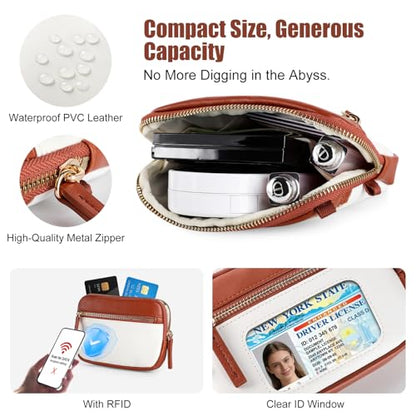 Clip and Go Strap For Phone with Leather Wallet Crossbody - color: Red Brown
