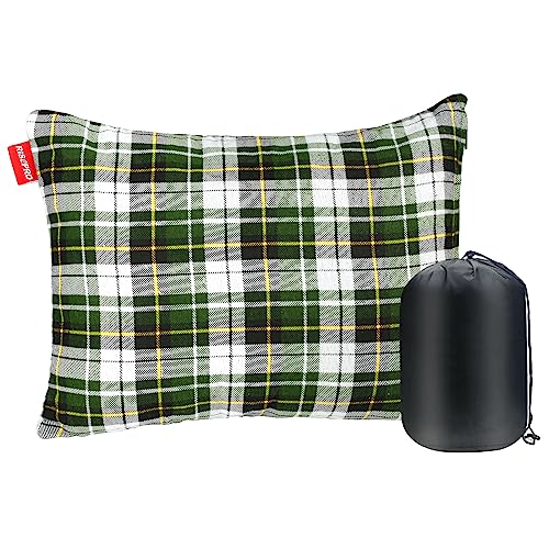 Outdoor Camping Pillow Lightweight, Compressible, Flannel Travel Pillow Cases, Washable Removable Pillow Cover Camping and Backpacking Green - color: Green